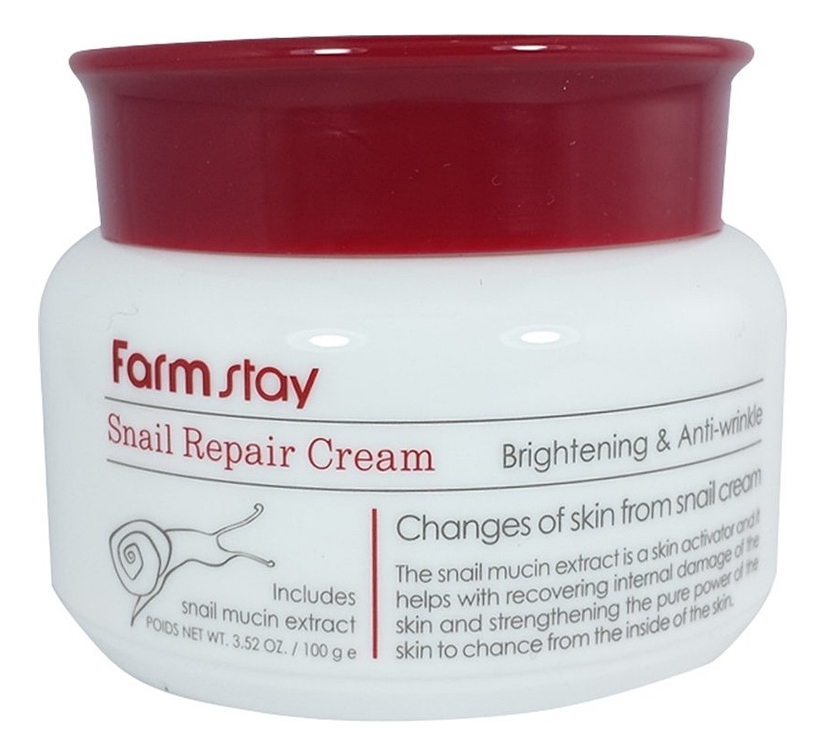 Купить Восстанавливающий крем для лица с муцином улитки Snail Repair Cream 100г, Farm Stay