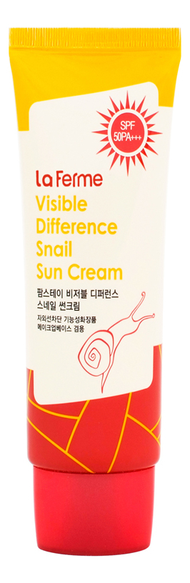 Солнцезащитный крем для лица с муцином улитки Visible Difference Snail Sun Cream SPF50 PA+++ 70г farmstay la ferme visible difference snail sun cream spf50 pa