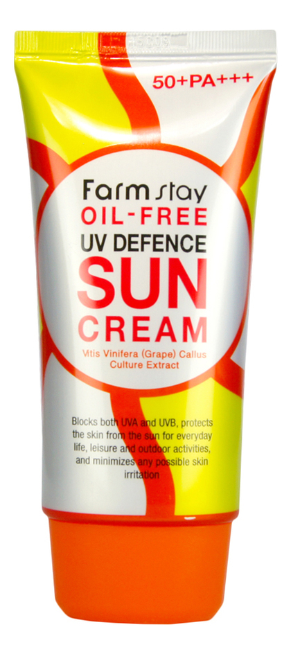 Купить Солнцезащитный обезжиренный крем для тела Oil-Free UV Defence Sun Cream SPF50+ PA+++ 70мл, Farm Stay