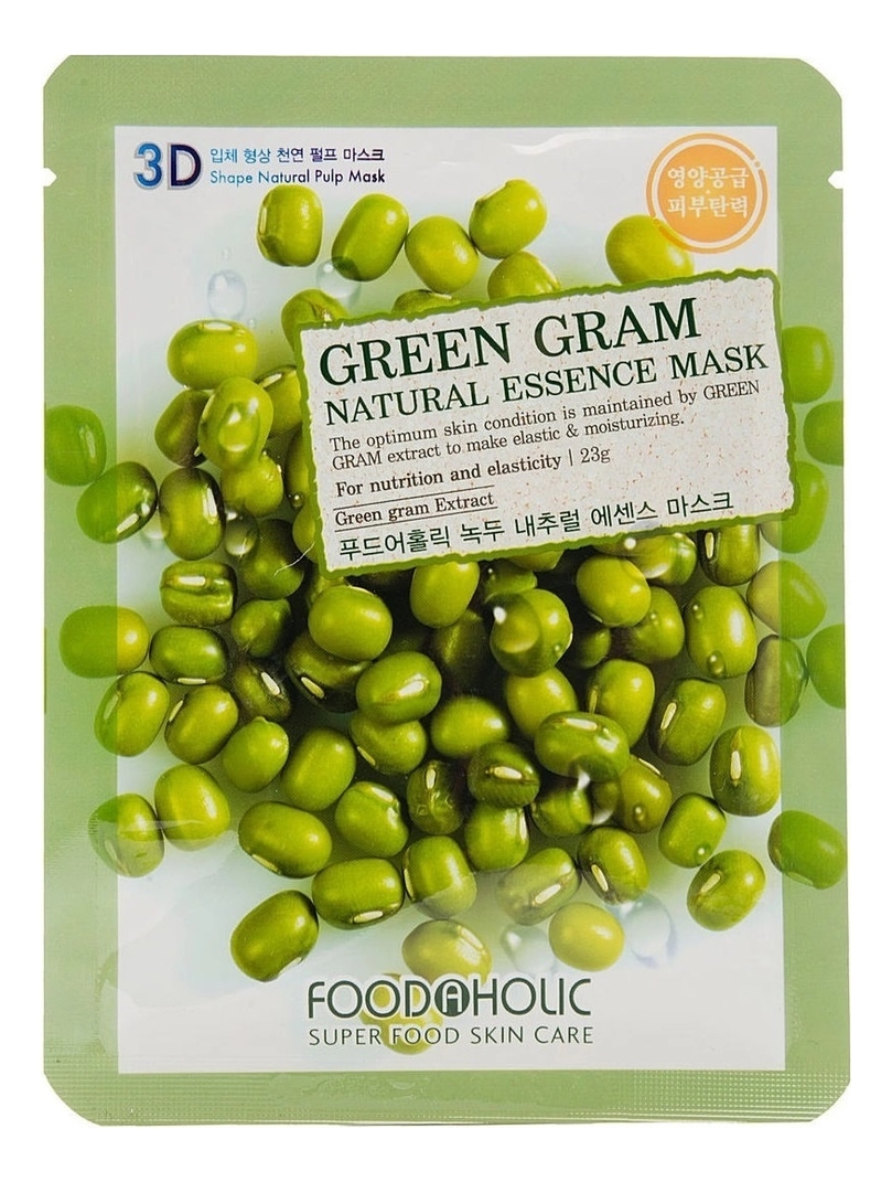 

Тканевая 3D маска с экстрактом бобов Мунг Green Gram Natural Essence 3D Mask 23г