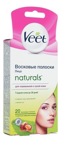 Восковые полоски для лица и чувствительных участков тела Naturals 20шт (масло Ши)