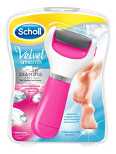 Scholl Электрическая роликовая пилка c бриллиантовой крошкой для удаления огрубевшей кожи стоп Velvet Smooth (розовая)