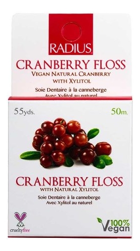 Зубная нить Floss Vegan Xylitol Cranberry 55м (клюква)
