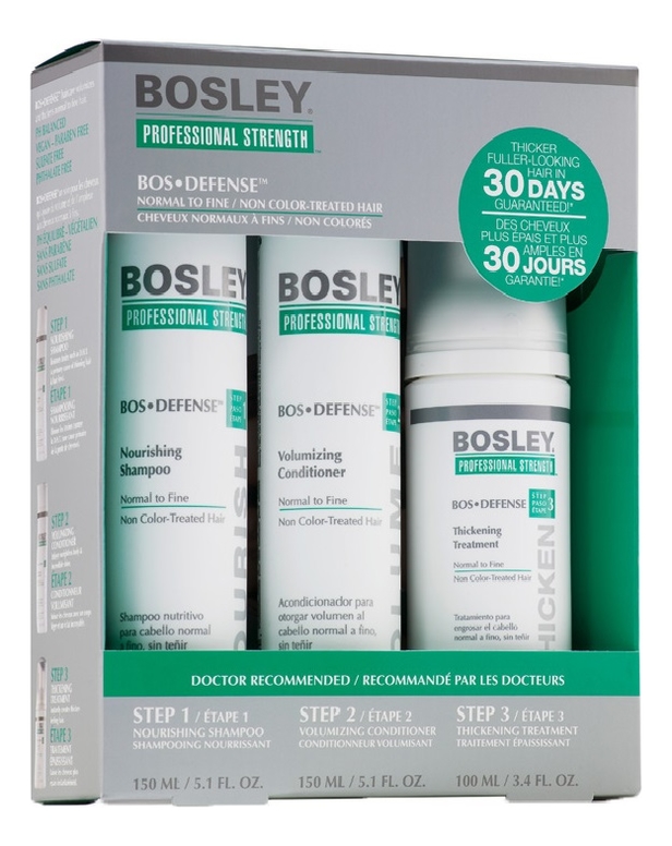 

Система зеленая для нормальных и тонких неокрашенных волос Bos Defense Normal To Fine Non Color-Treated Hair (шампунь 150мл + кондиционер 150мл + уход 100мл)