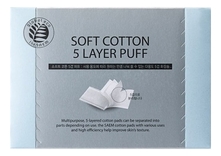 The Saem Спонжи хлопковые косметические Soft Cotton 5 Layer Puff 80шт