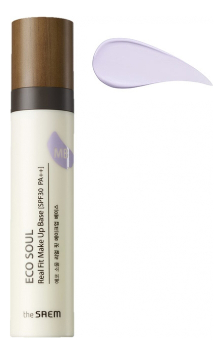 

База под макияж Eco Soul Real Fit Make Up Base SPF30 PA++ 40мл: 02 Lavender, База под макияж Eco Soul Real Fit Make Up Base SPF30 PA++ 40мл