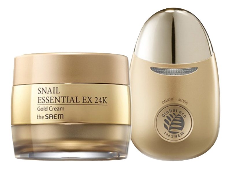 

Крем для лица с муцином улитки и вибромассажером Snail Essential EX 24K Gold Cream 50мл
