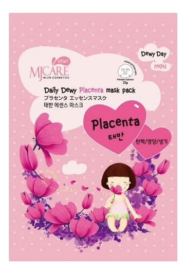 Маска тканевая с плацентой MJ Care Daily Dewy Placenta Mask Pack 25г маска тканевая для лица c золотом mj care daily dewy mask pack gold smooth 25г