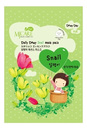 Купить Маска тканевая с экстрактом слизи улитки MJ Care Daily Dewy Snail Mask Pack 25г, Mijin