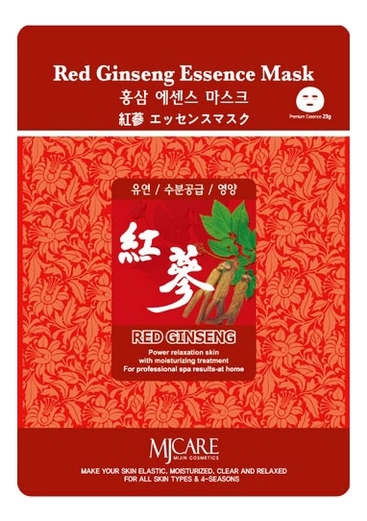 Маска тканевая Красный женьшень MJ Care Red Ginseng Essence Mask 23г