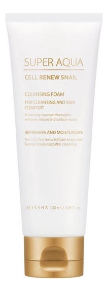 

Пенка для умывания с экстрактом улиточного муцина Super Aqua Cell Renew Snail Cleansing Foam 100мл