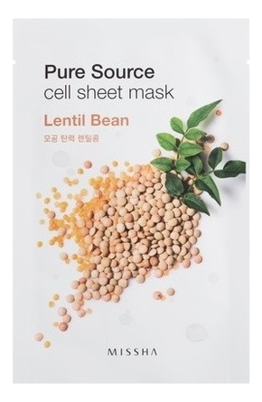 

Маска для лица листовая с чечевицей Pure Source Cell Sheet Mask Lentil Bean 21г
