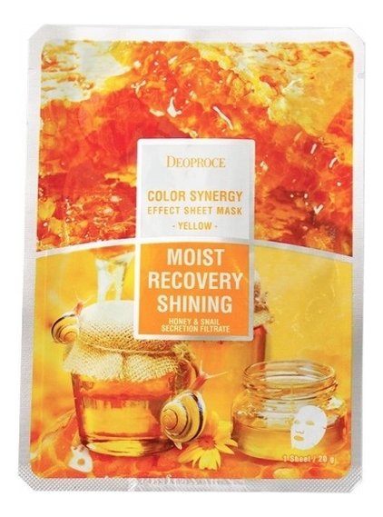 

Тканевая маска для лица на основе фильтрата улитки и меда Color Synergy Effect Sheet Mask Yellow 20г