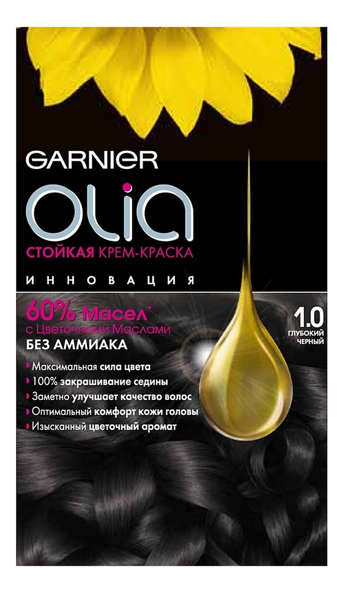 

Краска для волос Olia: 1.0 Глубокий черный, Краска для волос Olia