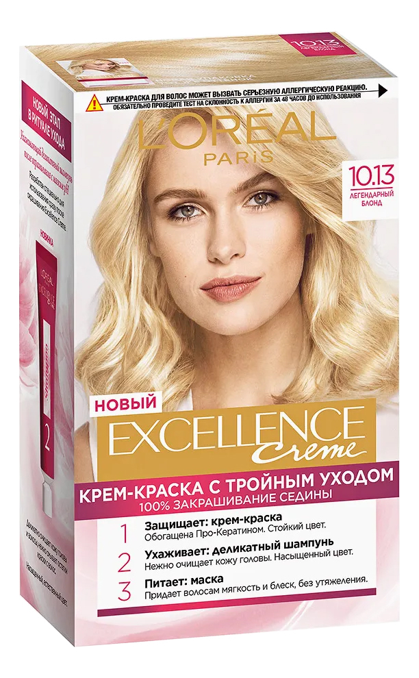 Купить Крем-краска для волос Excellence Creme 270мл: 10.13 Легендарный блонд, L'oreal