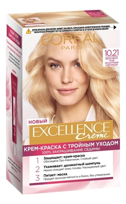 

Крем-краска для волос Excellence Creme 270мл: 10.21 Светло-светло-русый перламутровый осветляющий, Крем-краска для волос Excellence Creme 270мл