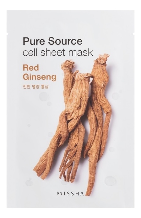 

Маска для лица листовая с экстрактом красного женьшеня Pure Source Cell Sheet Mask Red Ginseng 21г