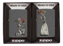 Zippo Набор Влюбленные зомби из двух зажигалок с покрытием Iron Stone (серый, матовый)