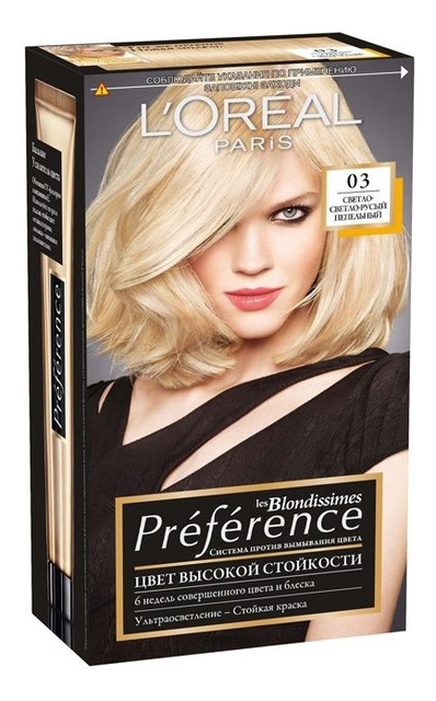 

Краска для волос Preference 60мл: 03 Светло-светло-русый пепельный, Краска для волос Preference 60мл
