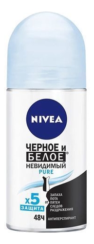

Шариковый дезодорант-антиперспирант Невидимая защита для черного и белого Pure 50мл