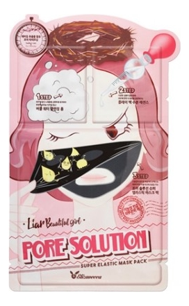 Купить Трехступенчатая маска для лица для проблемной кожи 3-Step Pore Solution Super Elastic Mask Pack: Маска 25мл, Elizavecca